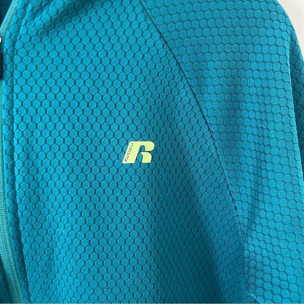 Russell Athletic Teal Textured Full Zip Performance Hoodie Men’s Small - Picture 12 of 14